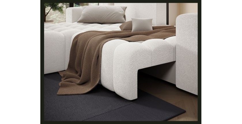 Canapé d’angle convertible DORY gris clair 250 cm avec coffre de rangement angle droit 