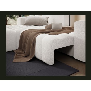 Canapé d’angle convertible DORY gris clair 250 cm avec coffre de rangement angle droit 