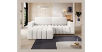Canapé d’angle convertible DORY gris clair 250 cm avec coffre de rangement angle droit 