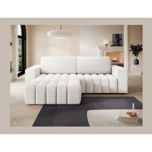 Canapé d’angle convertible DORY gris clair 250 cm avec coffre de rangement angle droit 