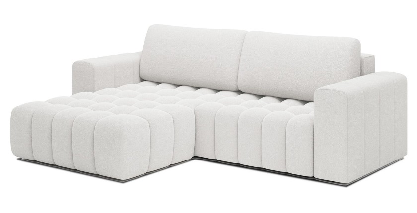 Canapé d’angle convertible DORY gris clair 250 cm avec coffre de rangement angle droit 