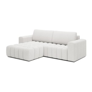 Canapé d’angle convertible DORY gris clair 250 cm avec coffre de rangement angle droit 