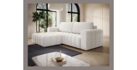 Canapé d’angle convertible DORY gris clair 250 cm avec coffre de rangement angle droit 