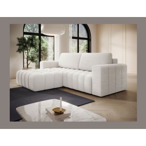 Canapé d’angle convertible DORY gris clair 250 cm avec coffre de rangement angle droit 
