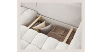 Canapé d’angle convertible DORY gris clair 250 cm avec coffre de rangement angle droit 