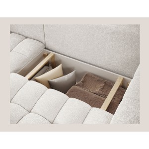 Canapé d’angle convertible DORY gris clair 250 cm avec coffre de rangement angle droit 