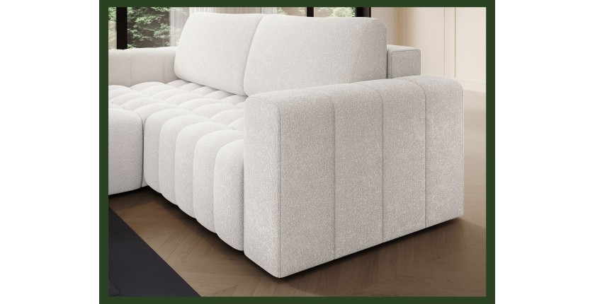 Canapé d’angle convertible DORY gris clair 250 cm avec coffre de rangement angle droit 
