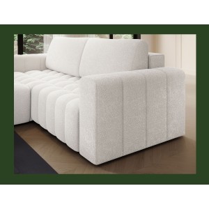 Canapé d’angle convertible DORY gris clair 250 cm avec coffre de rangement angle droit 