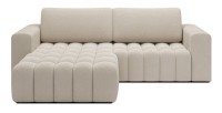 Canapé d’angle convertible DORY beige 250 cm avec coffre de rangement angle droit 