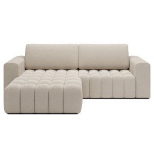 Canapé d’angle convertible DORY beige 250 cm avec coffre de rangement angle droit 