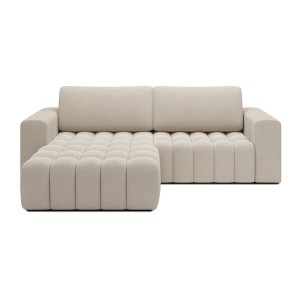 Canapé d’angle convertible DORY beige 250 cm avec coffre de rangement angle droit 