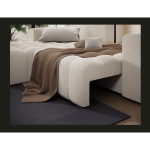 Canapé d’angle convertible DORY beige 250 cm avec coffre de rangement angle droit 