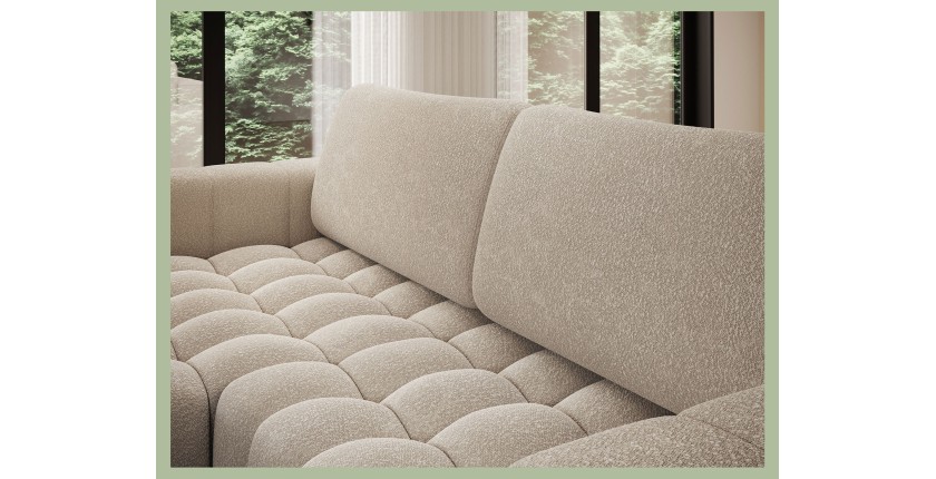 Canapé d’angle convertible DORY beige 250 cm avec coffre de rangement angle droit 