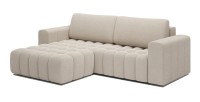 Canapé d’angle convertible DORY beige 250 cm avec coffre de rangement angle droit 