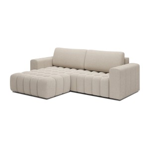 Canapé d’angle convertible DORY beige 250 cm avec coffre de rangement angle droit 