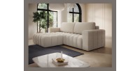 Canapé d’angle convertible DORY beige 250 cm avec coffre de rangement angle droit 