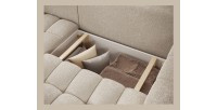 Canapé d’angle convertible DORY beige 250 cm avec coffre de rangement angle droit 