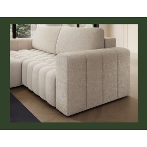 Canapé d’angle convertible DORY beige 250 cm avec coffre de rangement angle droit 
