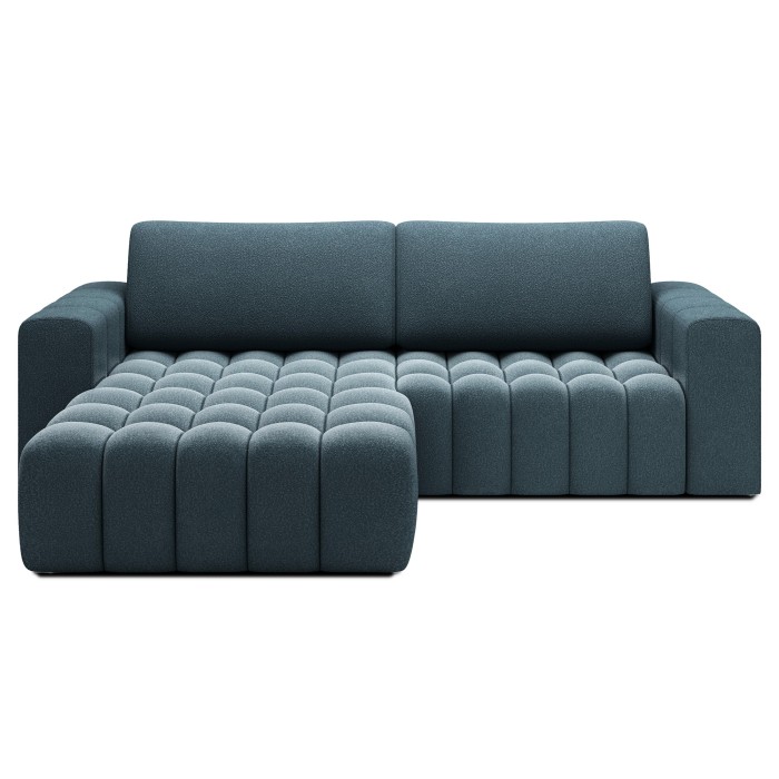 Canapé d’angle convertible DORY bleu nuit 250 cm avec coffre de rangement angle droit 