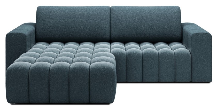 Canapé d’angle convertible DORY bleu nuit 250 cm avec coffre de rangement angle droit 