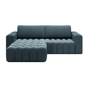 Canapé d’angle convertible DORY bleu nuit 250 cm avec coffre de rangement angle droit 