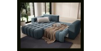 Canapé d’angle convertible DORY bleu nuit 250 cm avec coffre de rangement angle droit 