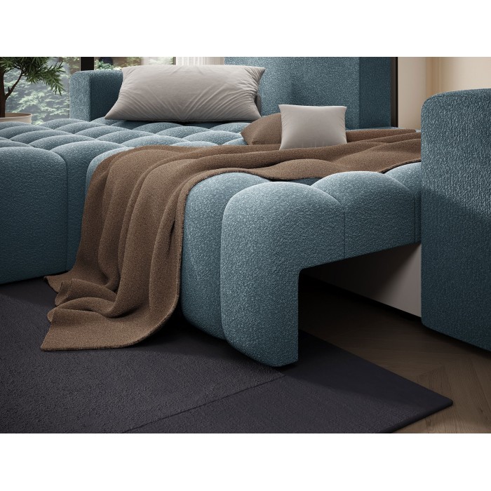 Canapé d’angle convertible DORY bleu nuit 250 cm avec coffre de rangement angle droit 