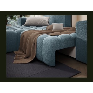 Canapé d’angle convertible DORY bleu nuit 250 cm avec coffre de rangement angle droit 