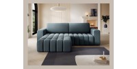 Canapé d’angle convertible DORY bleu nuit 250 cm avec coffre de rangement angle droit 