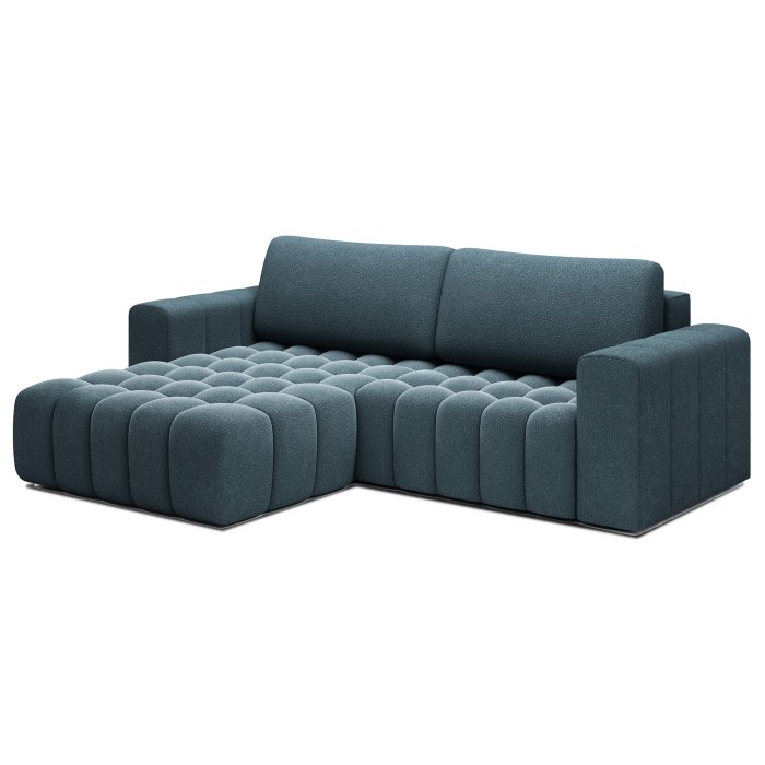 Canapé d’angle convertible DORY bleu nuit 250 cm avec coffre de rangement angle droit 