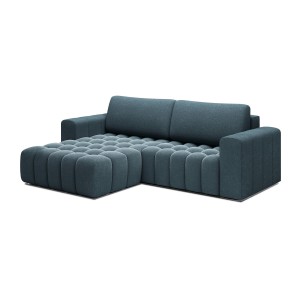 Canapé d’angle convertible DORY bleu nuit 250 cm avec coffre de rangement angle droit 