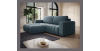 Canapé d’angle convertible DORY bleu nuit 250 cm avec coffre de rangement angle droit 