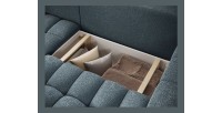 Canapé d’angle convertible DORY bleu nuit 250 cm avec coffre de rangement angle droit 
