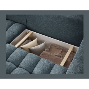 Canapé d’angle convertible DORY bleu nuit 250 cm avec coffre de rangement angle droit 