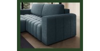 Canapé d’angle convertible DORY bleu nuit 250 cm avec coffre de rangement angle droit 