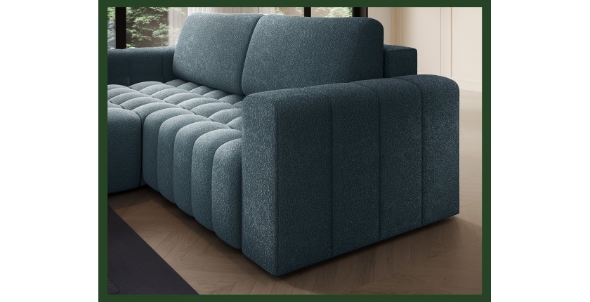 Canapé d’angle convertible DORY bleu nuit 250 cm avec coffre de rangement angle droit 