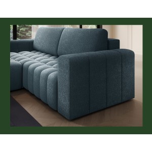 Canapé d’angle convertible DORY bleu nuit 250 cm avec coffre de rangement angle droit 