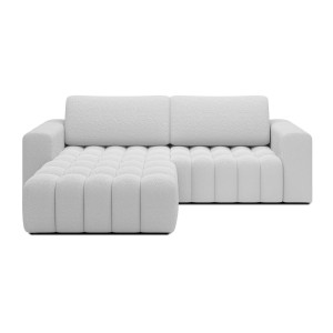 Canapé d’angle convertible DORY blanc 250 cm avec coffre de rangement angle droit 