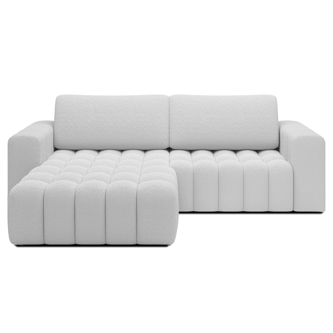 Canapé d’angle convertible DORY blanc 250 cm avec coffre de rangement angle droit 