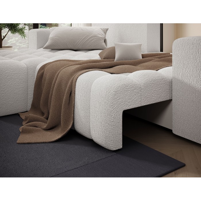 Canapé d’angle convertible DORY blanc 250 cm avec coffre de rangement angle droit 
