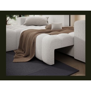 Canapé d’angle convertible DORY blanc 250 cm avec coffre de rangement angle droit 