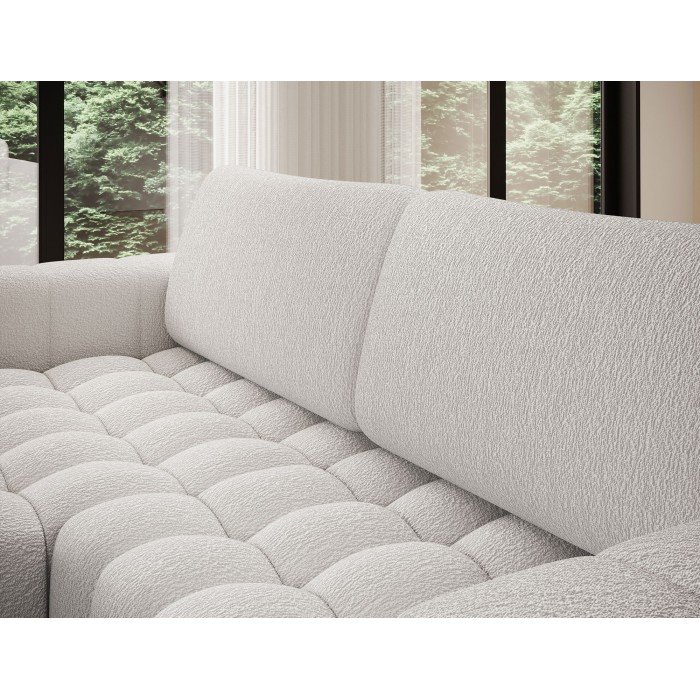 Canapé d’angle convertible DORY blanc 250 cm avec coffre de rangement angle droit 