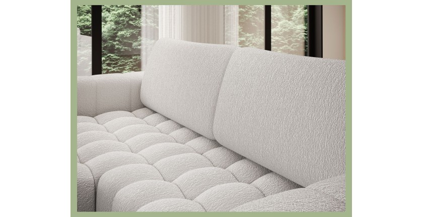 Canapé d’angle convertible DORY blanc 250 cm avec coffre de rangement angle droit 