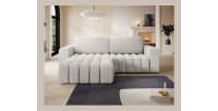 Canapé d’angle convertible DORY blanc 250 cm avec coffre de rangement angle droit 