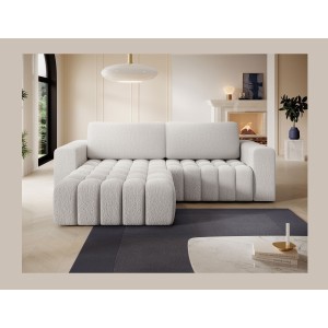 Canapé d’angle convertible DORY blanc 250 cm avec coffre de rangement angle droit 