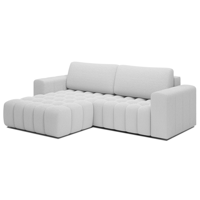 Canapé d’angle convertible DORY blanc 250 cm avec coffre de rangement angle droit 