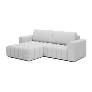 Canapé d’angle convertible DORY blanc 250 cm avec coffre de rangement angle droit 