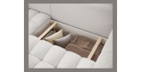 Canapé d’angle convertible DORY blanc 250 cm avec coffre de rangement angle droit 