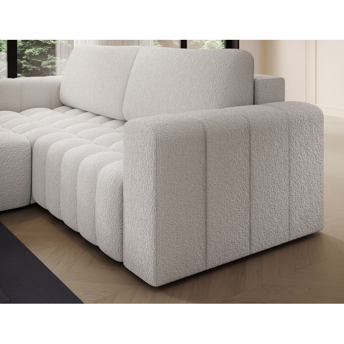 Canapé d’angle convertible DORY blanc 250 cm avec coffre de rangement angle droit 