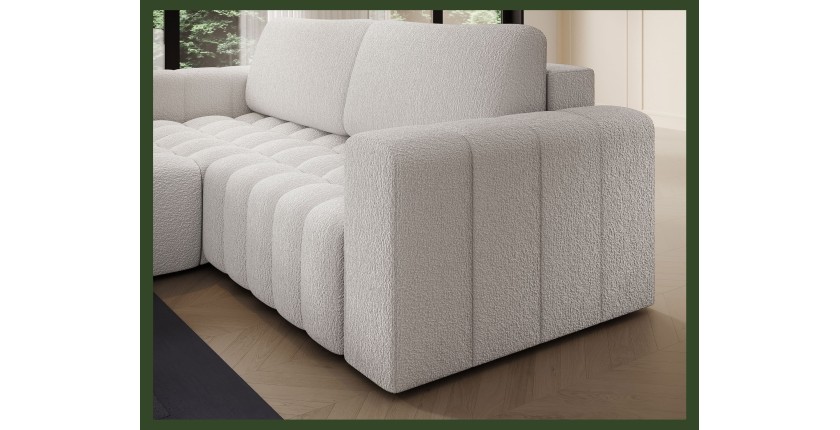 Canapé d’angle convertible DORY blanc 250 cm avec coffre de rangement angle droit 